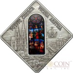Palau VOTIVE CHURCH VIENNA $10 Series SACRED ART Silver coin 2012 Antique finish Stained Glass 1.6 oz